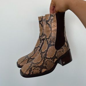 Sam Eldelman Snake Skin Heeled Boots